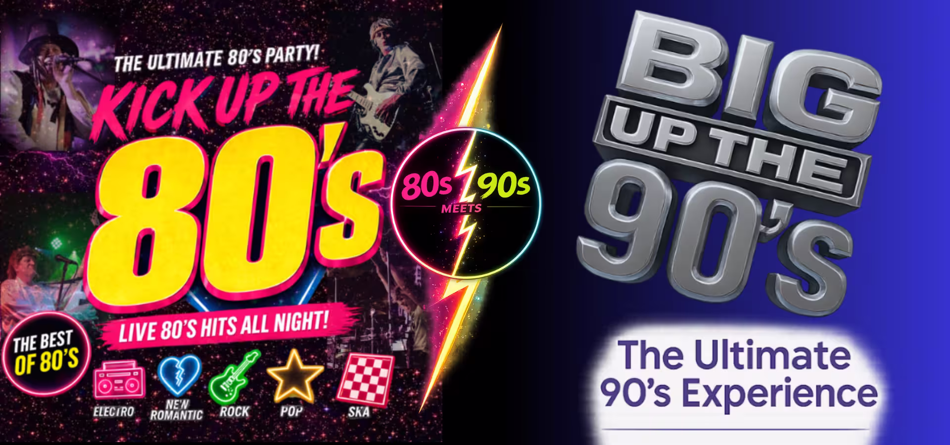hero section for 80s v 90s